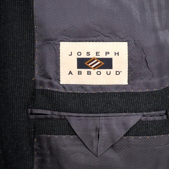 Joseph Abboud Sport Coat Mens 48R Black Micro Stripe Wool Tweed Jacket Lined - Picture 3 of 16